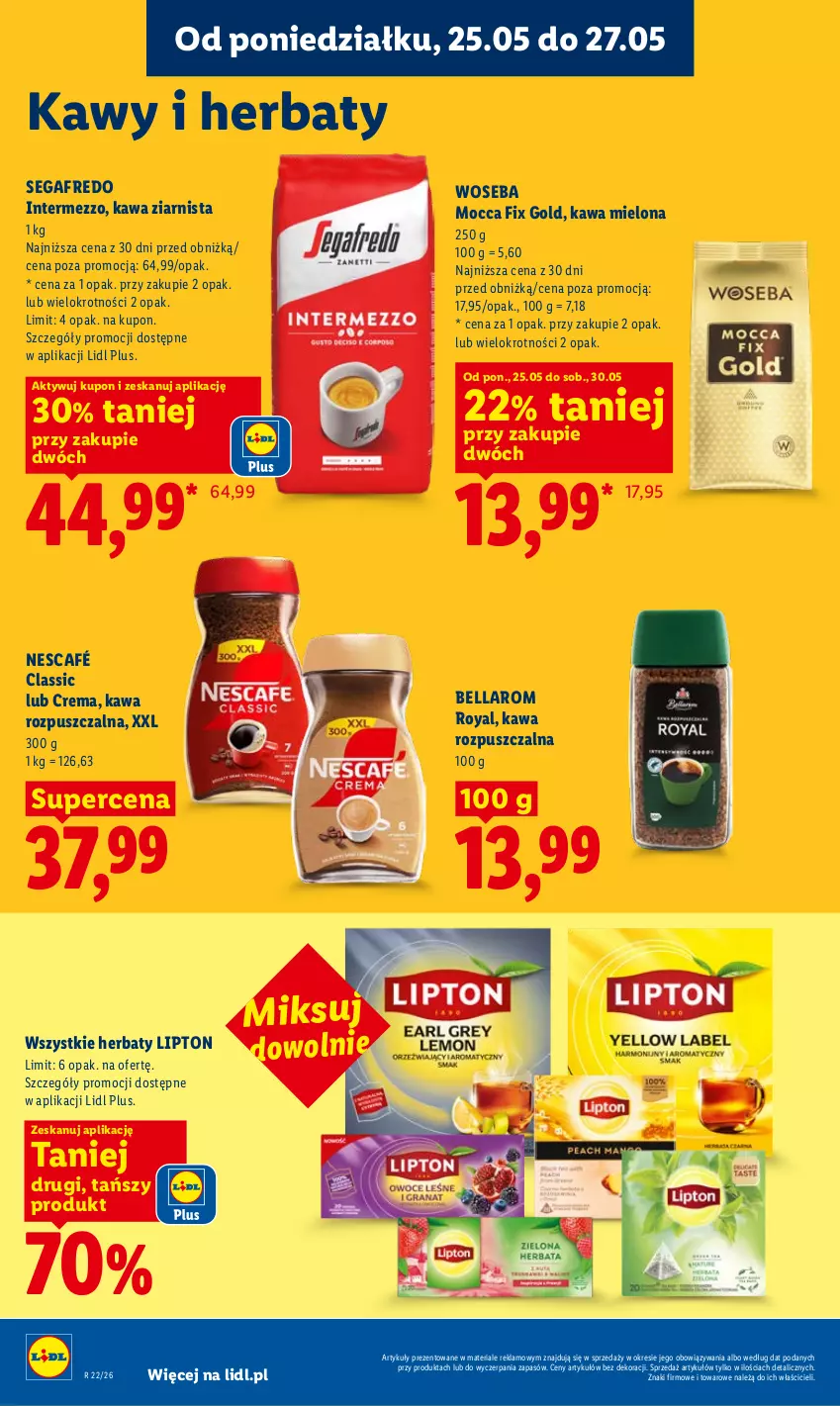 Gazetka promocyjna Lidl - Gazetka ważna od 25.05 do 27.05 - ważna 25.05 do 27.05.2026 - strona 82 - produkty: Bell, Bella, Kawa, Kawa mielona, Kawa rozpuszczalna, Kawa ziarnista, Lipton, Mocca Fix Gold, Nescafé, Segafredo, Woseba
