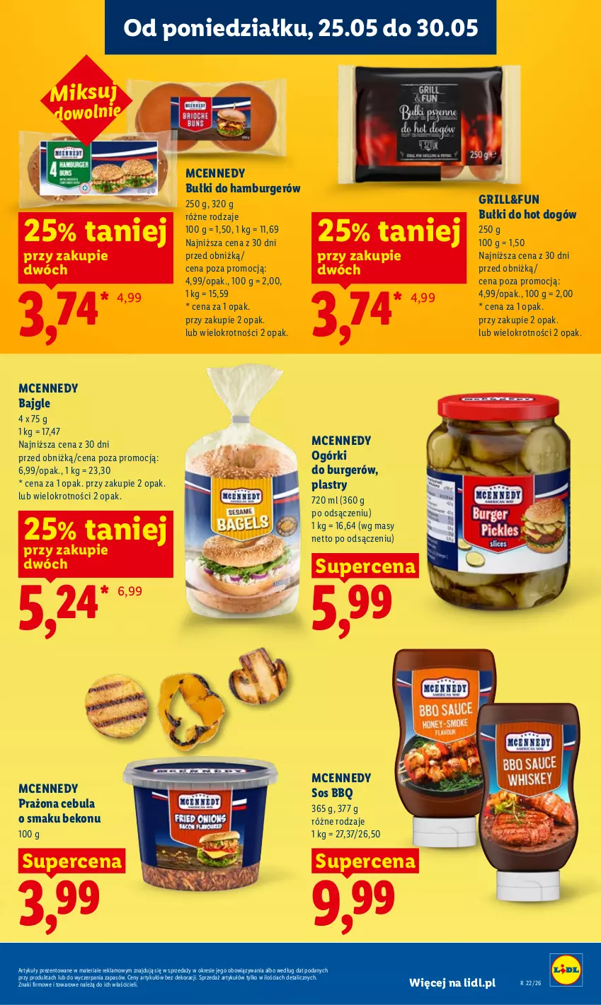 Gazetka promocyjna Lidl - Gazetka ważna od 25.05 do 27.05 - ważna 25.05 do 27.05.2026 - strona 89 - produkty: Bajgle, Beko, Bułki do hot dogów, Burger, Cebula, Grill, Hamburger, Hot dog, Sos