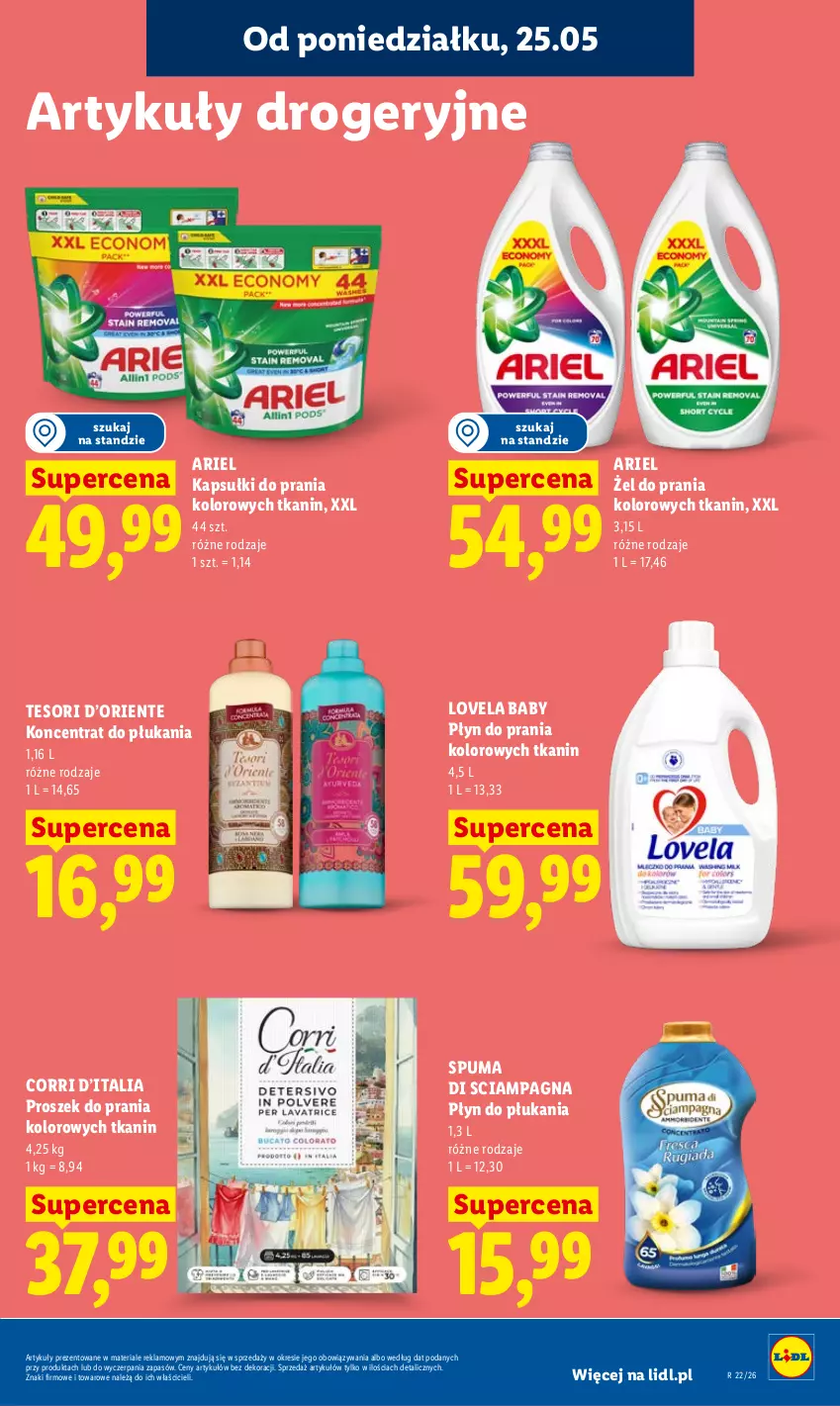 Gazetka promocyjna Lidl - Gazetka ważna od 25.05 do 27.05 - ważna 25.05 do 27.05.2026 - strona 93 - produkty: Ariel, Kapsułki do prania, Lovela, Płyn do płukania, Płyn do prania, Proszek do prania, Puma