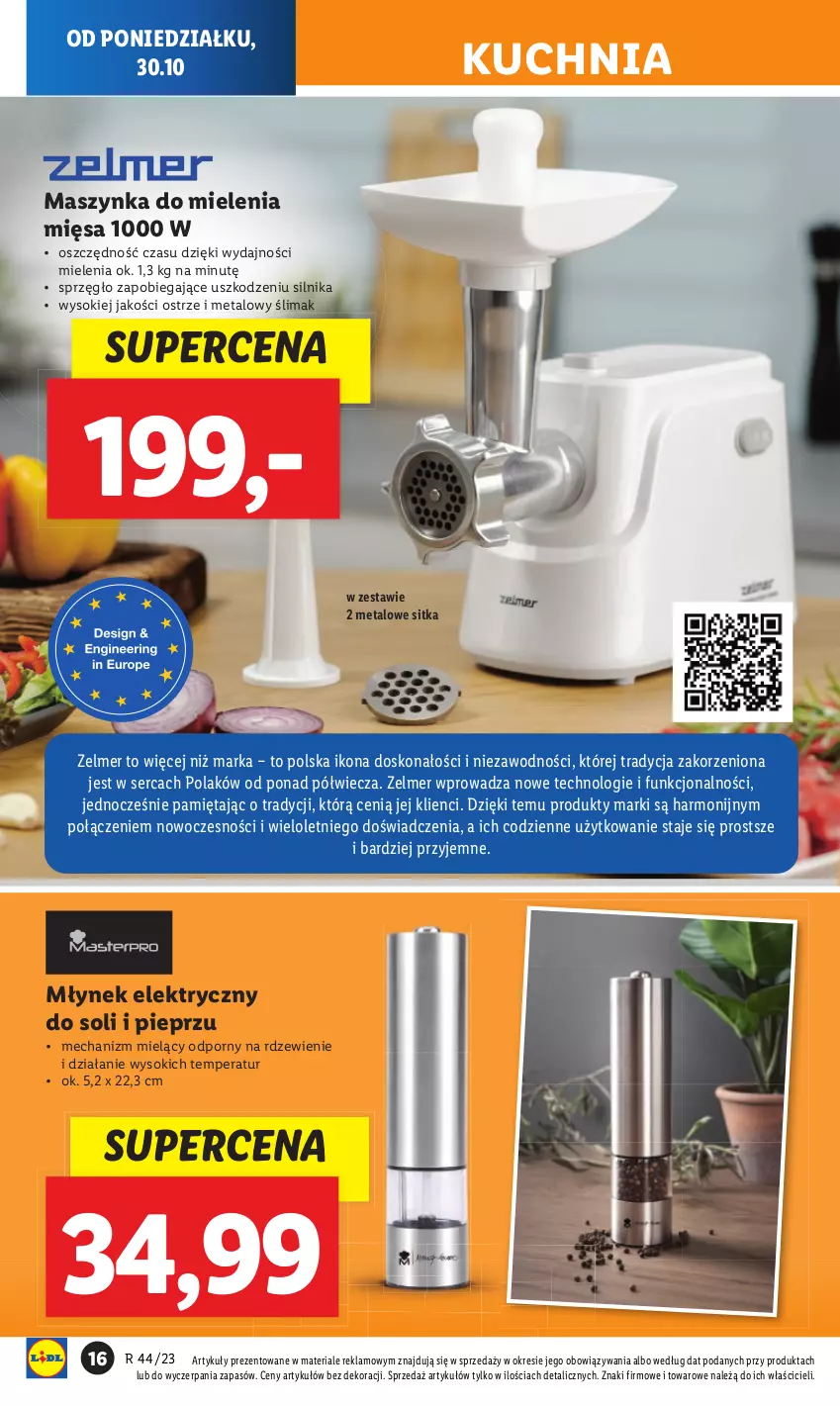 Gazetka promocyjna Lidl - GAZETKA - ważna 30.10 do 04.11.2023 - strona 20 - produkty: Kuchnia, Maszynka, Maszynka do mielenia, Mięta, Młynek, Pieprz, Por, Ser, Sok, Szynka, Zelmer