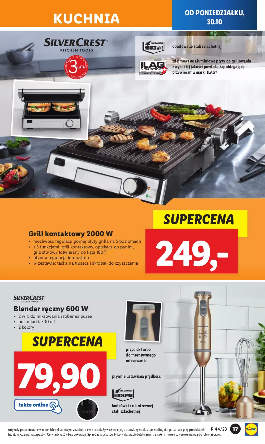 Gazetka promocyjna Lidl - GAZETKA - ważna 30.10 do 04.11.2023 - strona 21 - produkty: Blender, Blender ręczny, Grill, Grill kontaktowy, Kuchnia, Pur, Sok, Termos