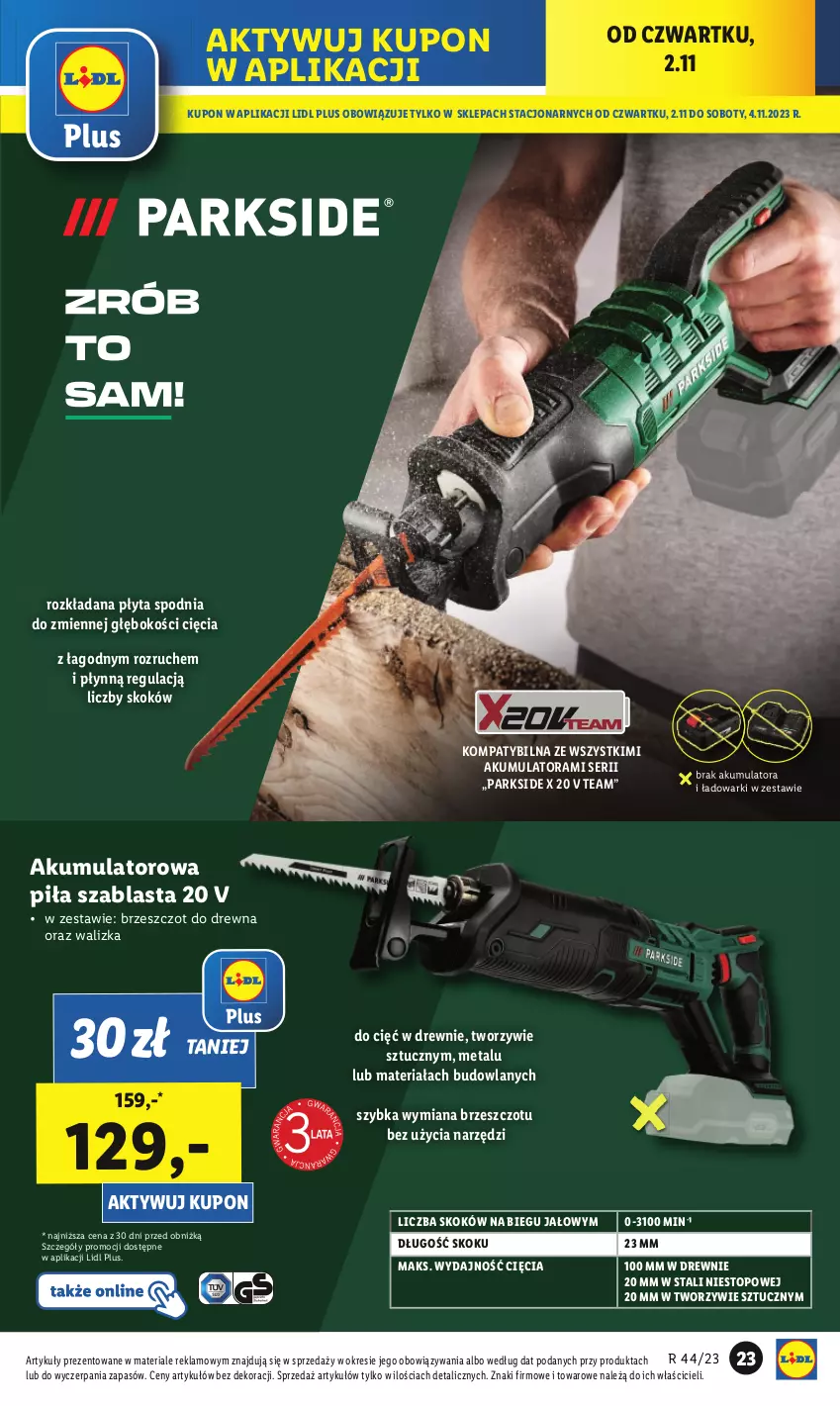 Gazetka promocyjna Lidl - GAZETKA - ważna 30.10 do 04.11.2023 - strona 27 - produkty: Akumulator, Parkside, Płyta, Ser, Top, Walizka