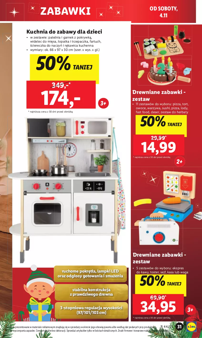 Gazetka promocyjna Lidl - GAZETKA - ważna 30.10 do 04.11.2023 - strona 37 - produkty: Deser, Dzieci, Fa, Garnek, Kuchnia, Lody, Owoce, Patelnia, Pizza, Rękawica kuchenna, Sejf, Ser, Sok, Sushi, Top, Toster, Trzepaczka, Waga, Warzywa, Widelec