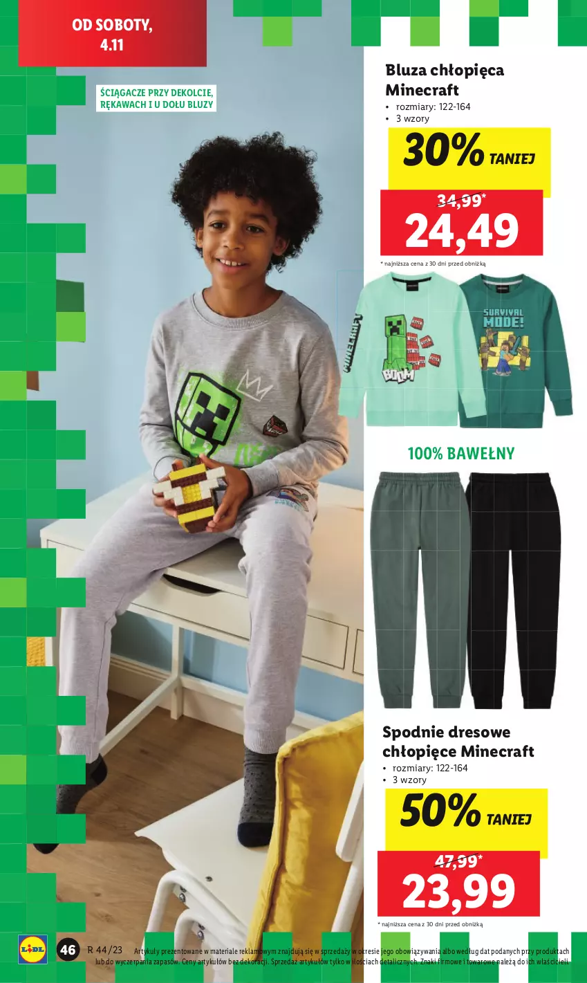 Gazetka promocyjna Lidl - GAZETKA - ważna 30.10 do 04.11.2023 - strona 52 - produkty: Bluza, Dres, Kawa, Minecraft, Spodnie, Spodnie dresowe