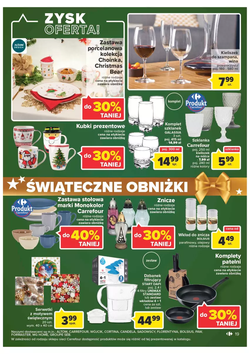 Gazetka promocyjna Carrefour - Gazetka Market - ważna 12.12 do 18.12.2022 - strona 19 - produkty: Bols, Bolsius, Choinka, Dzbanek, Dzbanek filtrujący, Gala, Inka, Kieliszek, Olej, Por, Znicz