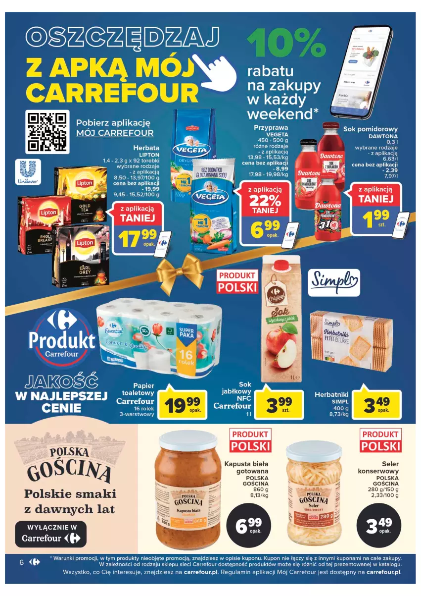 Gazetka promocyjna Carrefour - Gazetka Market - ważna 12.12 do 18.12.2022 - strona 6 - produkty: Dawtona, Herbata, Herbatniki, Lipton, Ser