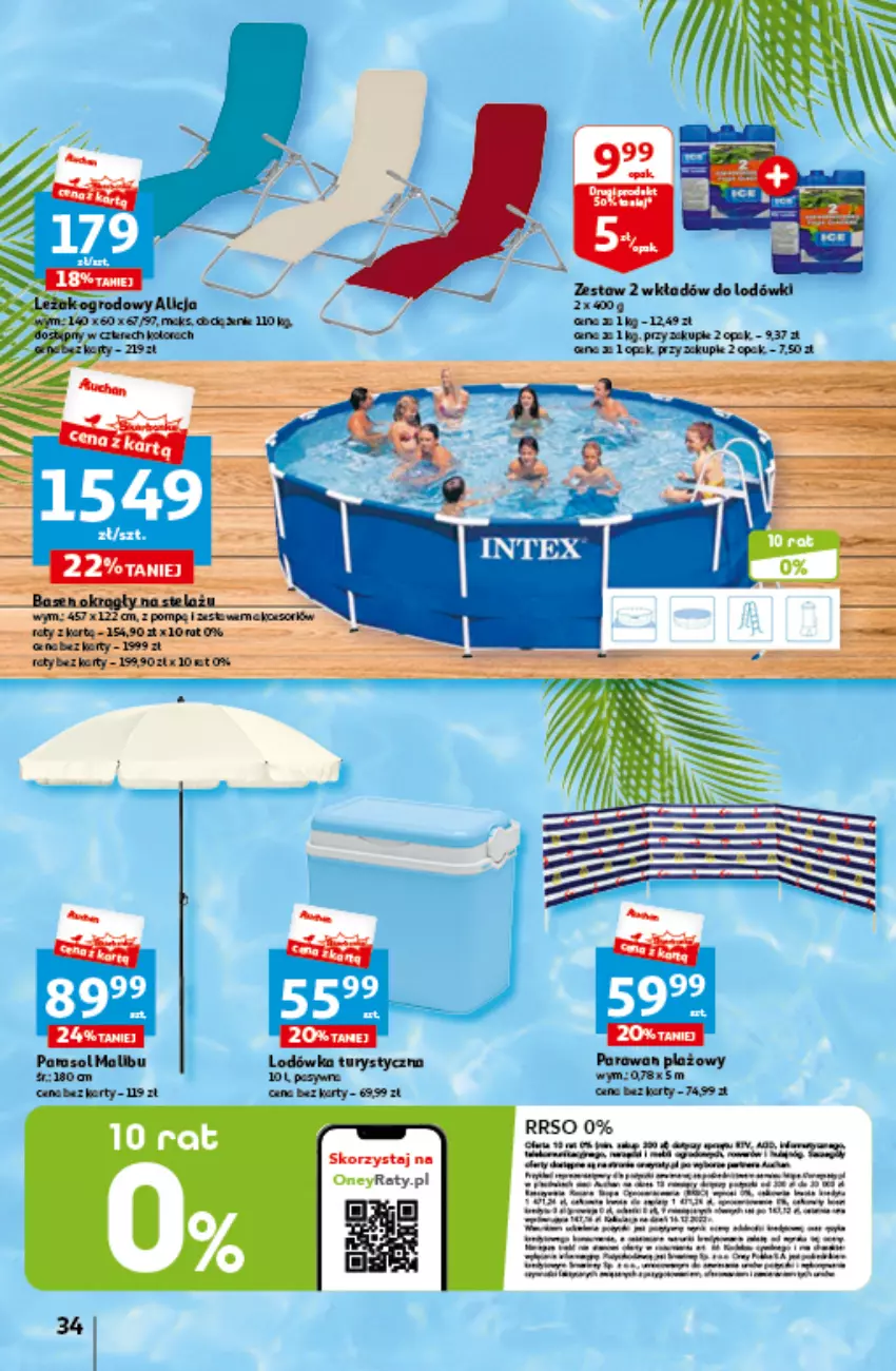 Gazetka promocyjna Auchan - Gazetka Czas na wypoczynek Hipermarket Auchan - ważna 09.06 do 14.06.2023 - strona 34 - produkty: Kawa, Lodówka, Malibu, Parasol, Parawan plażowy, Rama, Ser