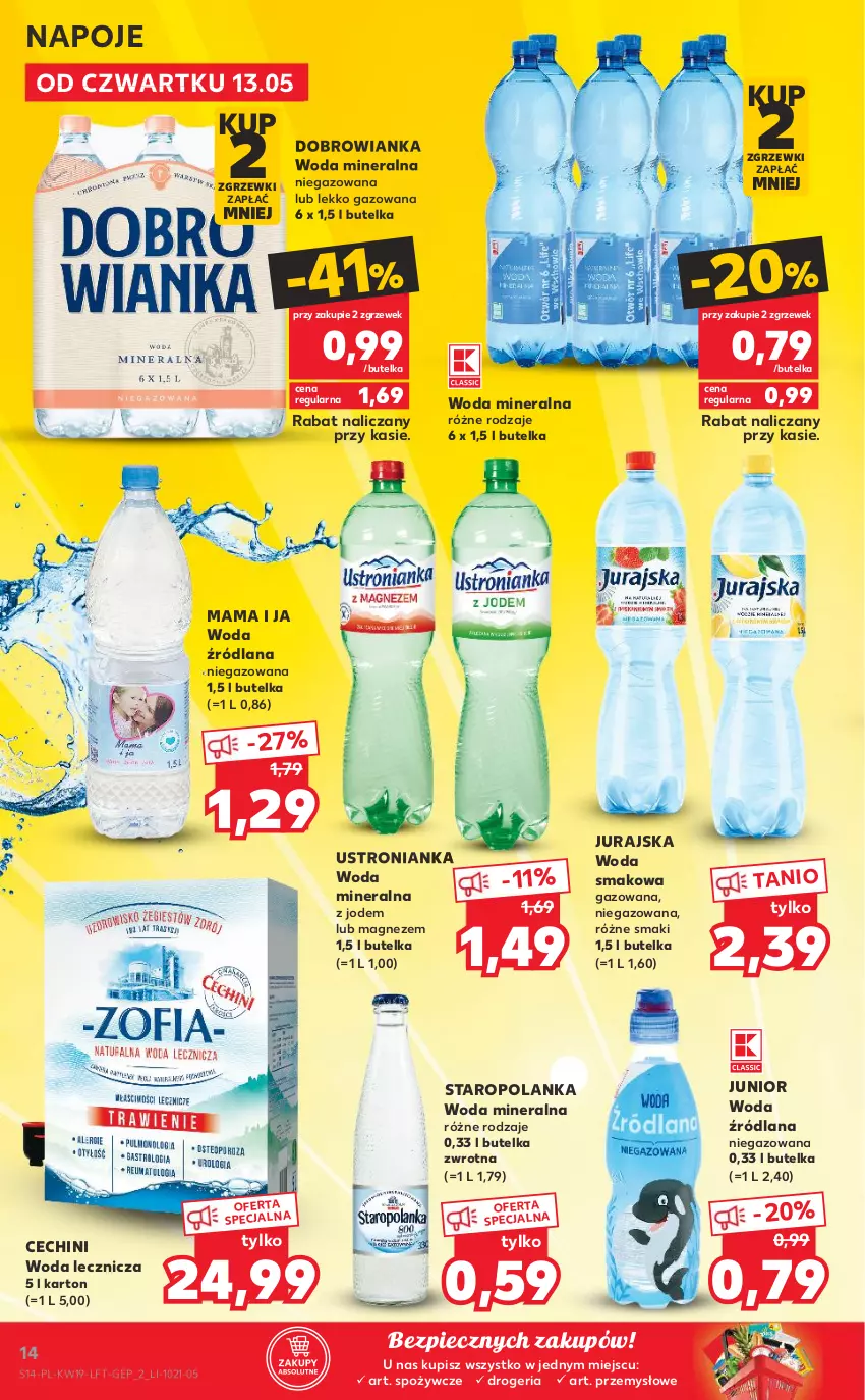 Gazetka promocyjna Kaufland - OFERTA TYGODNIA - ważna 13.05 do 19.05.2021 - strona 14 - produkty: Dobrowianka, LANA, Magnez, Napoje, Piec, Staropolanka, Woda, Woda mineralna, Znicz