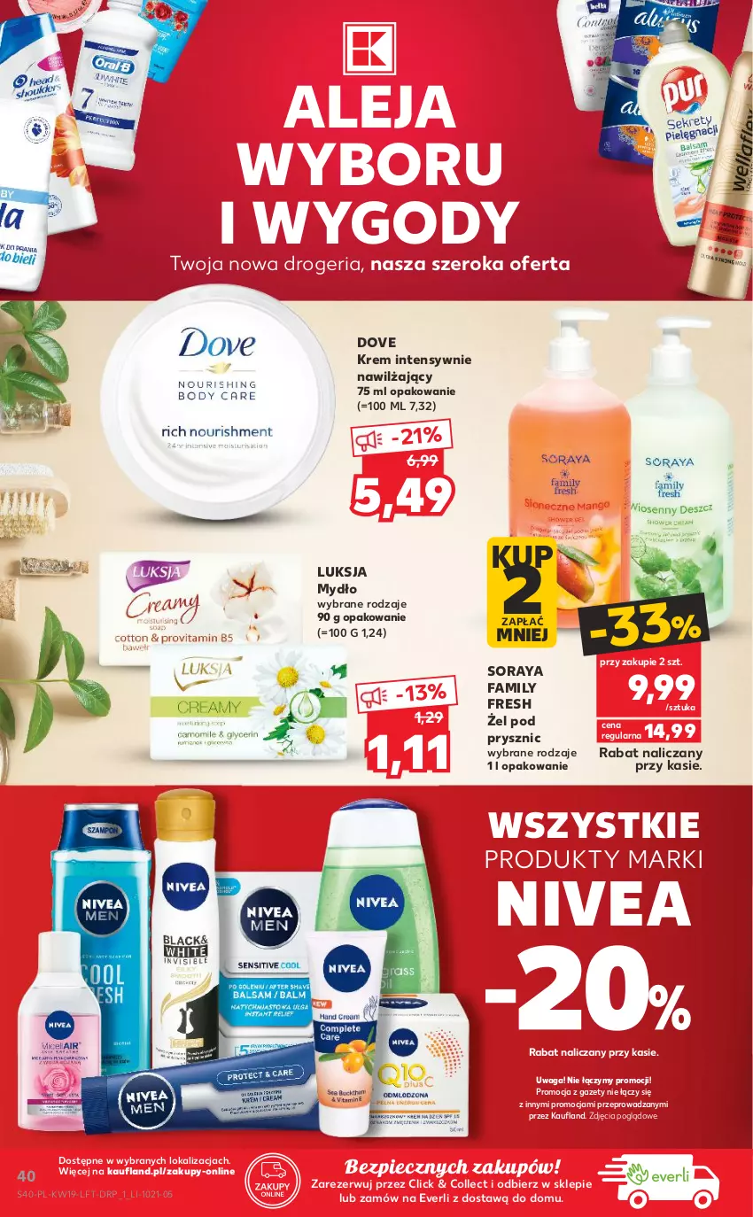 Gazetka promocyjna Kaufland - OFERTA TYGODNIA - ważna 13.05 do 19.05.2021 - strona 40 - produkty: Dove, Fa, Luksja, Mydło, Nivea, Piec, Waga