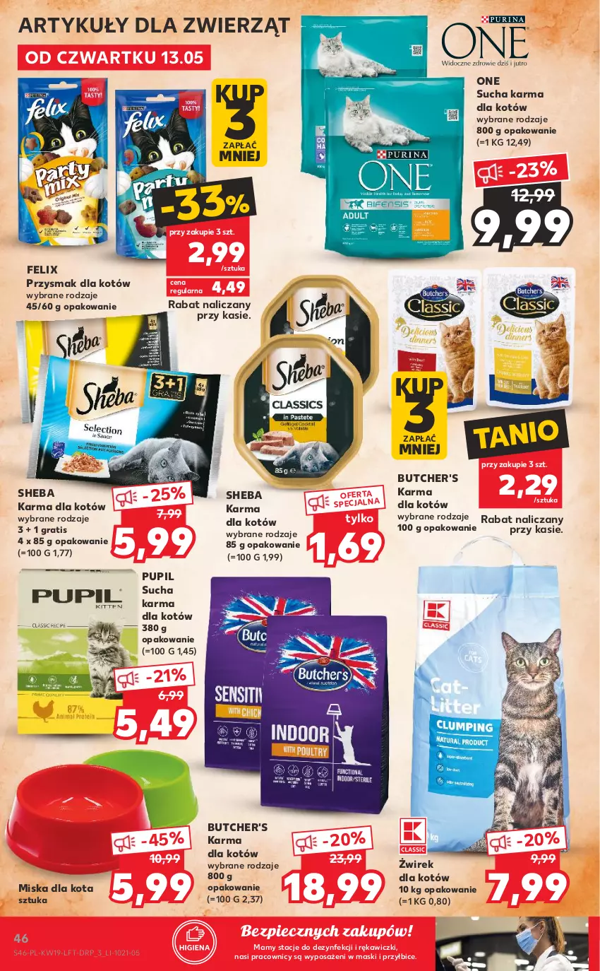 Gazetka promocyjna Kaufland - OFERTA TYGODNIA - ważna 13.05 do 19.05.2021 - strona 46 - produkty: BIC, Butcher's, Felix, Gra, Miska, Piec, Sheba, Sucha karma