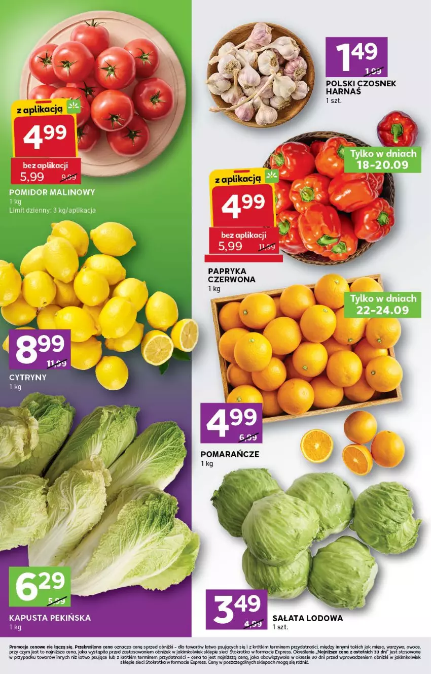 Gazetka promocyjna Stokrotka - Stokrotka Express - ważna 18.09 do 24.09.2025 - strona 2 - produkty: Czosnek, Harnaś, Papryka, Papryka czerwona, Pomarańcze