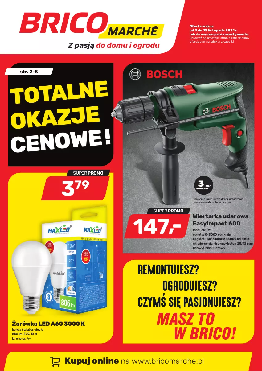 Gazetka promocyjna Bricomarche - Gazetka - ważna 03.11 do 13.11.2021 - strona 1 - produkty: Bosch, Tarka, Top, Wiertarka, Wiertarka udarowa