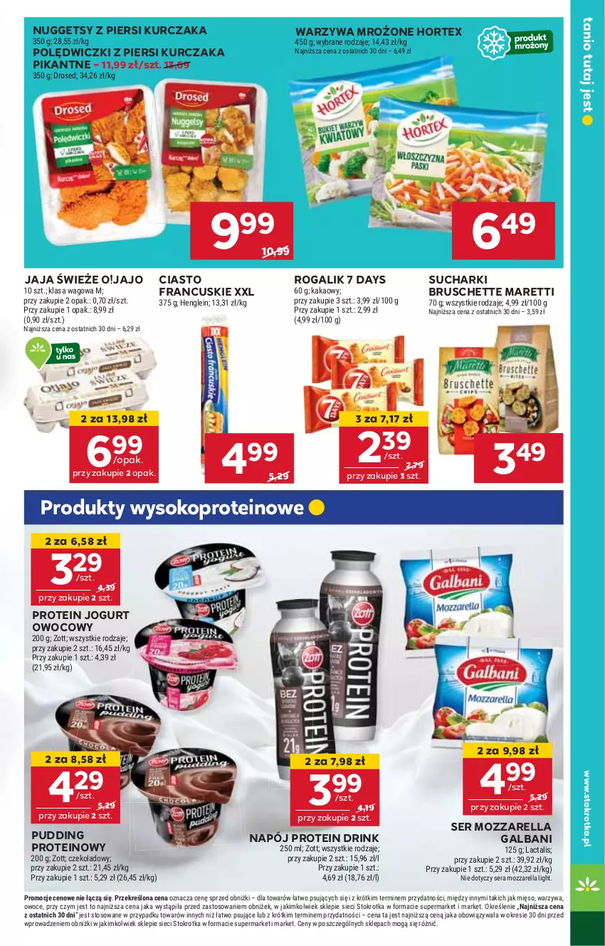 Gazetka promocyjna Stokrotka - Market Opole/Radom - ważna 23.01 do 29.01.2025 - strona 9 - produkty: 7 Days, Bruschette, Ciasto francuskie, Galbani, Hortex, HP, Jaja, Jogurt, Jogurt owocowy, Kurczak, Mozzarella, Napój, Pudding, Rogal, Ser, Sok, Warzywa