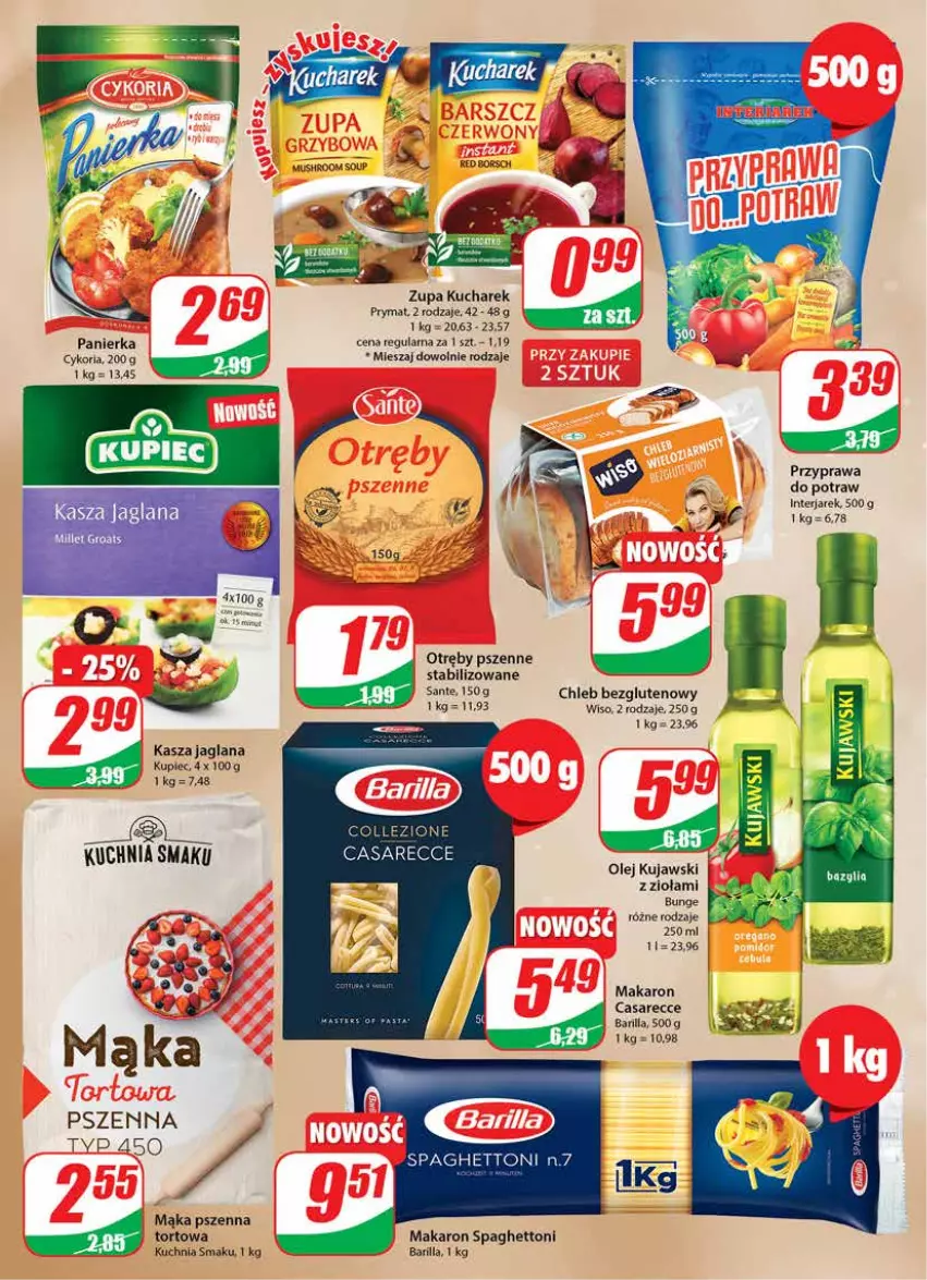 Gazetka promocyjna Dino - Gazetka - ważna 16.11 do 22.11.2022 - strona 8 - produkty: Barilla, Bazyl, Bazylia, Chleb, Chleb bezglutenowy, Fa, Kasza, Kasza jaglana, Kucharek, Kuchnia, Kupiec, LANA, Mąka, Mąka pszenna, Makaron, Piec, Prymat, Sante, Zupa