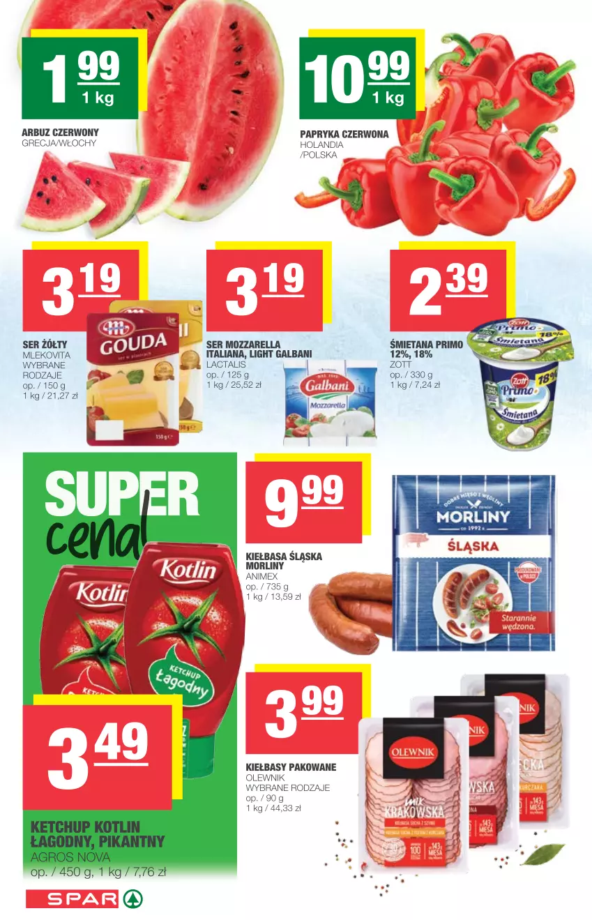 Gazetka promocyjna Spar - Express - ważna 14.07 do 20.07.2021 - strona 2 - produkty: Arbuz, Galbani, Kiełbasa, Kiełbasa śląska, Mleko, Mlekovita, Morliny, Mozzarella, Olewnik, Papryka, Papryka czerwona, Ser, Ser zołty, Zott