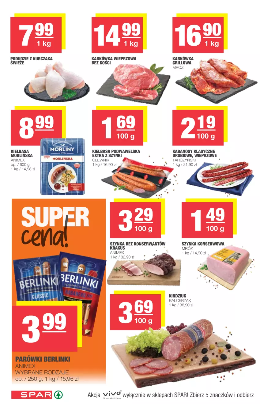 Gazetka promocyjna Spar - Spar - ważna 28.07 do 03.08.2021 - strona 4 - produkty: Berlinki, Grill, Kabanos, Karkówka wieprzowa, Kiełbasa, Kiełbasa podwawelska, Krakus, Kurczak, Olewnik, Ser, Szynka, Szynka konserwowa, Tarczyński, Wawel