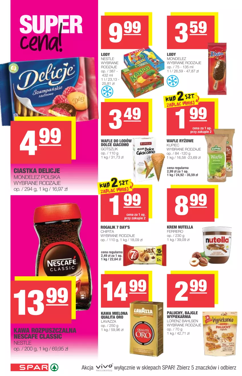 Gazetka promocyjna Spar - Spar - ważna 28.07 do 03.08.2021 - strona 6 - produkty: Ciastka, Delicje, Ferrero, Kawa, Kawa mielona, Kawa rozpuszczalna, Kupiec, Lavazza, Lody, Lorenz, Nutella, Piec, Rogal, Ryż, Wafle, Wafle do lodów