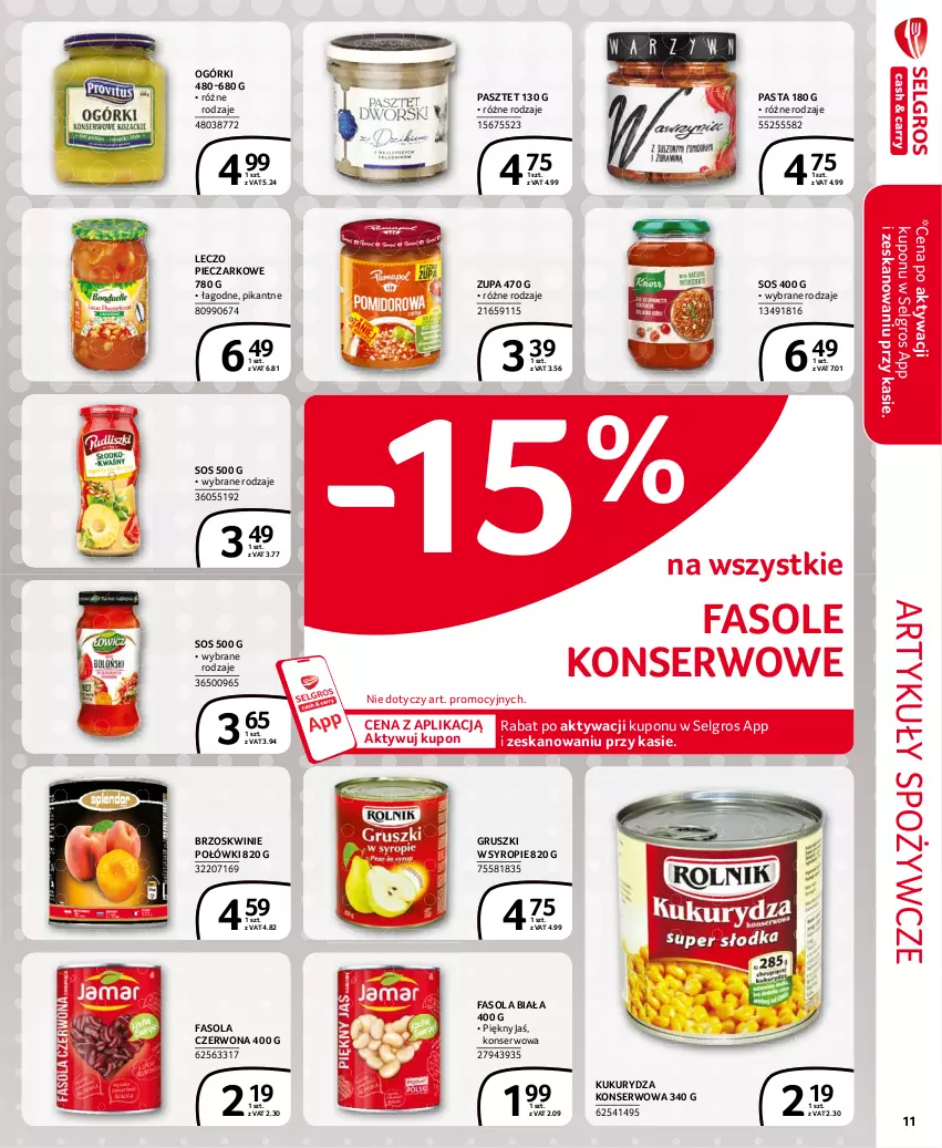 Gazetka promocyjna Selgros - Extra Oferta - ważna 01.05 do 31.05.2021 - strona 11 - produkty: Artykuły spożywcze, Brzoskwinie, Fa, Fasola, Gruszki, Kukurydza, Kukurydza konserwowa, LG, Pasztet, Piec, Ser, Sos, Syrop, Zupa