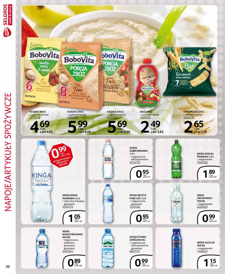 Gazetka promocyjna Selgros - Extra Oferta - ważna 01.05 do 31.05.2021 - strona 20 - produkty: Artykuły spożywcze, Cisowianka, Dobrowianka, Mus, Nałęczowianka, Napoje, Nestlé, Pur, Woda