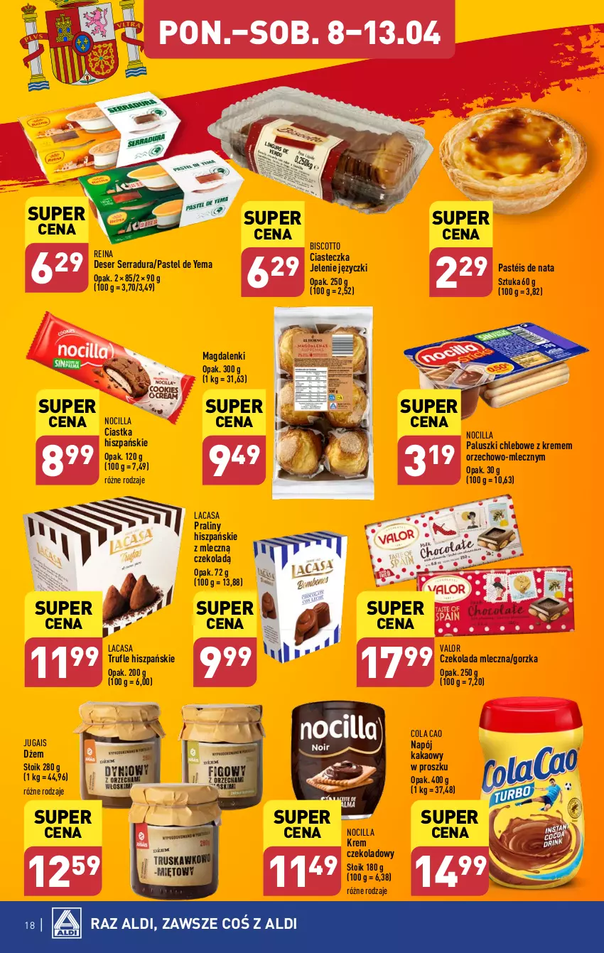 Gazetka promocyjna Aldi - Pełna oferta - ważna 08.04 do 13.04.2024 - strona 18 - produkty: Chleb, Ciastka, Czekolada, Czekolada mleczna, Deser, Dżem, Kakao, Napój, Praliny, Ser