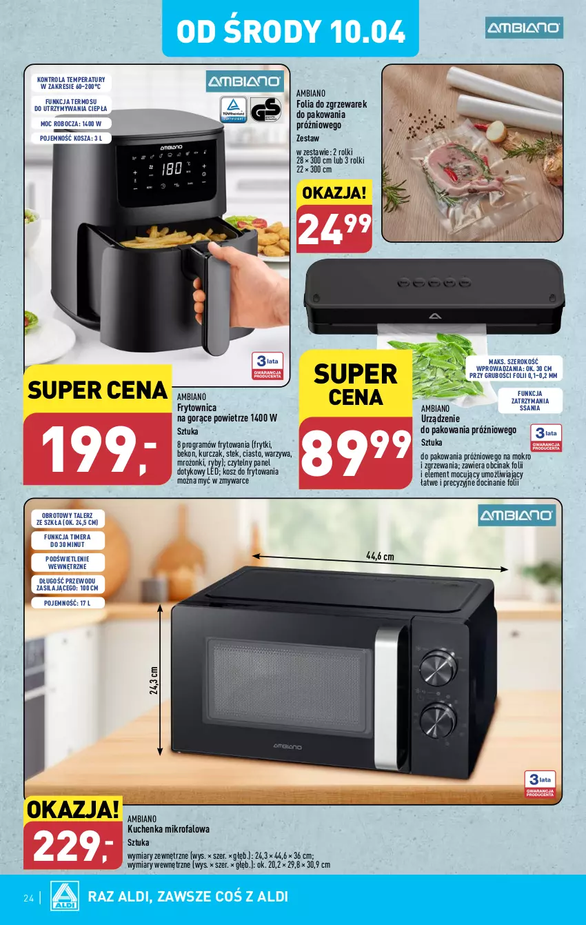 Gazetka promocyjna Aldi - Pełna oferta - ważna 08.04 do 13.04.2024 - strona 24 - produkty: Beko, Fa, Frytki, Gra, Kosz, Kuchenka mikrofalowa, Kurczak, Rolki, Stek, Talerz, Termos, Warzywa