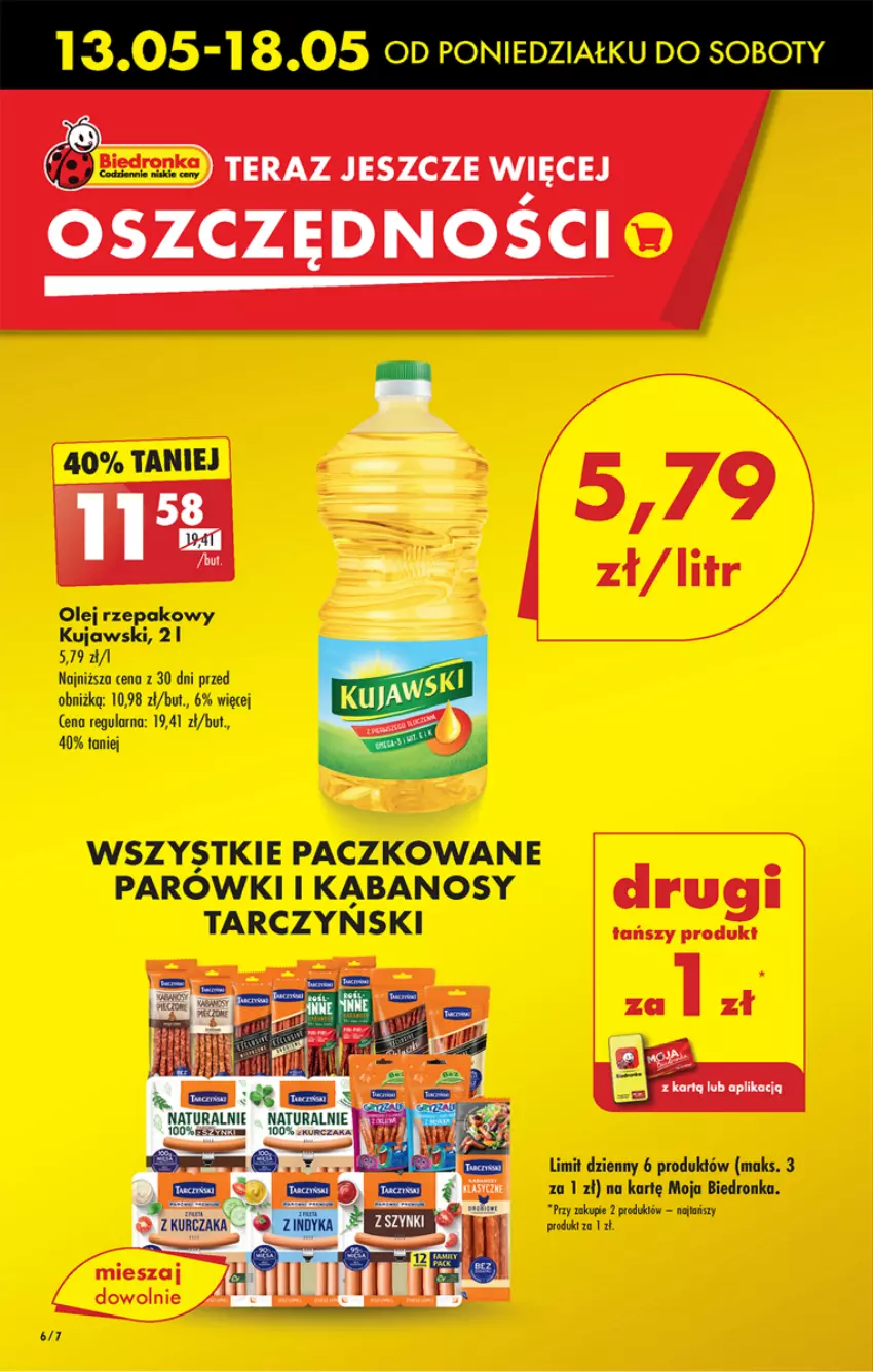 Gazetka promocyjna Biedronka - Od czwartku - ważna 16.05 do 22.05.2024 - strona 6 - produkty: Dron, Kabanos, Kujawski, Olej, Olej rzepakowy, Tera