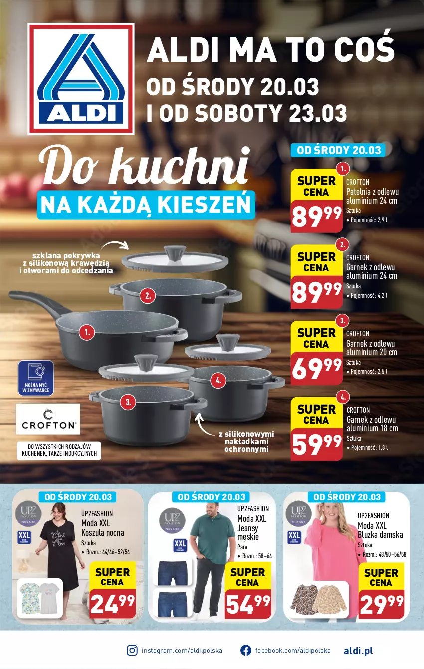 Gazetka promocyjna Aldi - Artykuły przemysłowe i tekstylia - ważna 20.03 do 23.03.2024 - strona 1 - produkty: Fa, Garnek, Gra, Kosz, Koszula, Koszula nocna, LANA, Moda, Patelnia