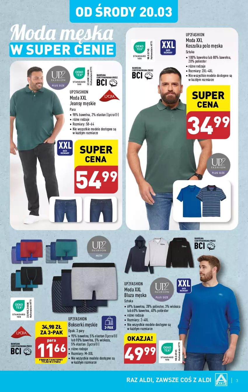 Gazetka promocyjna Aldi - Artykuły przemysłowe i tekstylia - ważna 20.03 do 23.03.2024 - strona 3 - produkty: Bluza, Bokserki, Fa, Kosz, Koszulka, Moda, Ser, Wełna