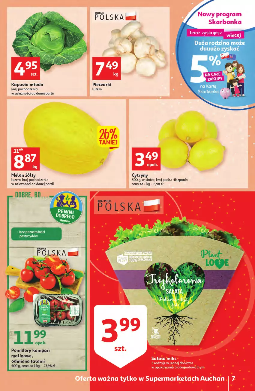 Gazetka promocyjna Auchan - Wiosenne okazje są w cenie Supermarkety - ważna 28.04 do 04.05.2022 - strona 7 - produkty: Melon, Piec, Pomidory