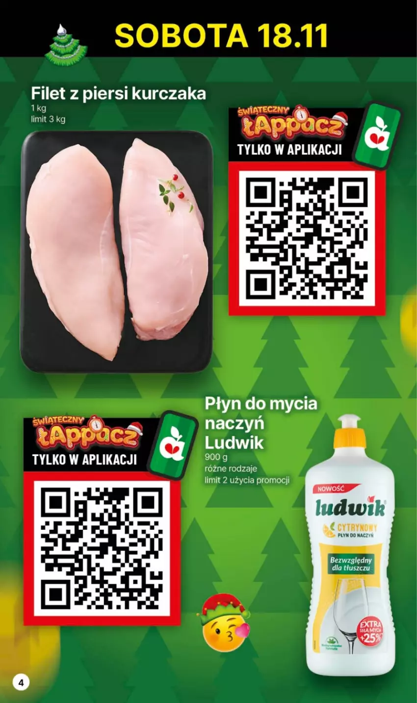 Gazetka promocyjna Delikatesy Centrum - Gazetka DC45 czw-sr - ważna 16.11 do 22.11.2023 - strona 4 - produkty: Filet z piersi kurczaka, Kurczak, Ludwik, Płyn do mycia