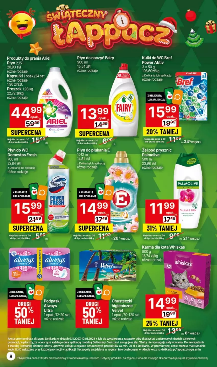 Gazetka promocyjna Delikatesy Centrum - Gazetka DC45 czw-sr - ważna 16.11 do 22.11.2023 - strona 8 - produkty: Ariel, Bref, Dell, Domestos, Fa, Fairy, Kulki do wc, Mobil, Płyn do płukania, Płyn do wc, Rum, Velvet