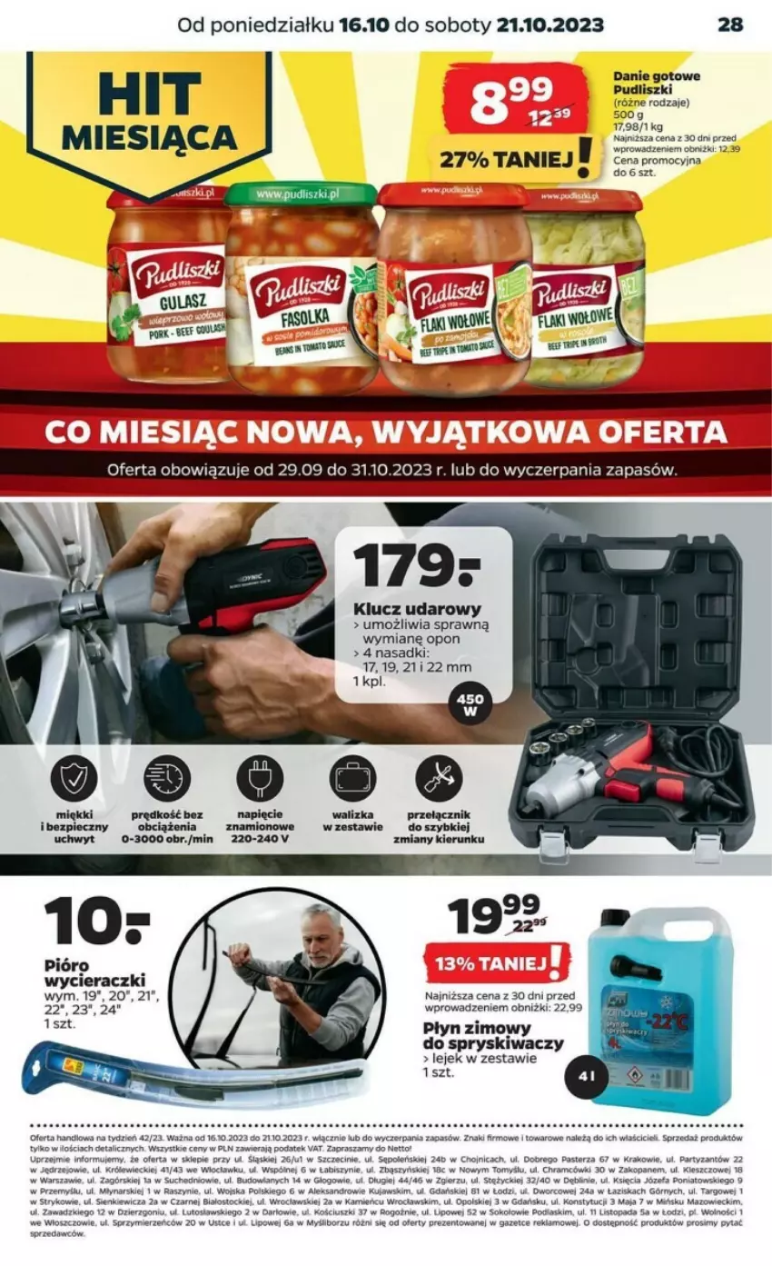 Gazetka promocyjna Netto - ważna 16.10 do 21.10.2023 - strona 3 - produkty: Danie gotowe, Klucz udarowy, Kujawski, Piec, Płyn zimowy, Podlaski, Pudliszki, Sok, Stock, Top, Walizka