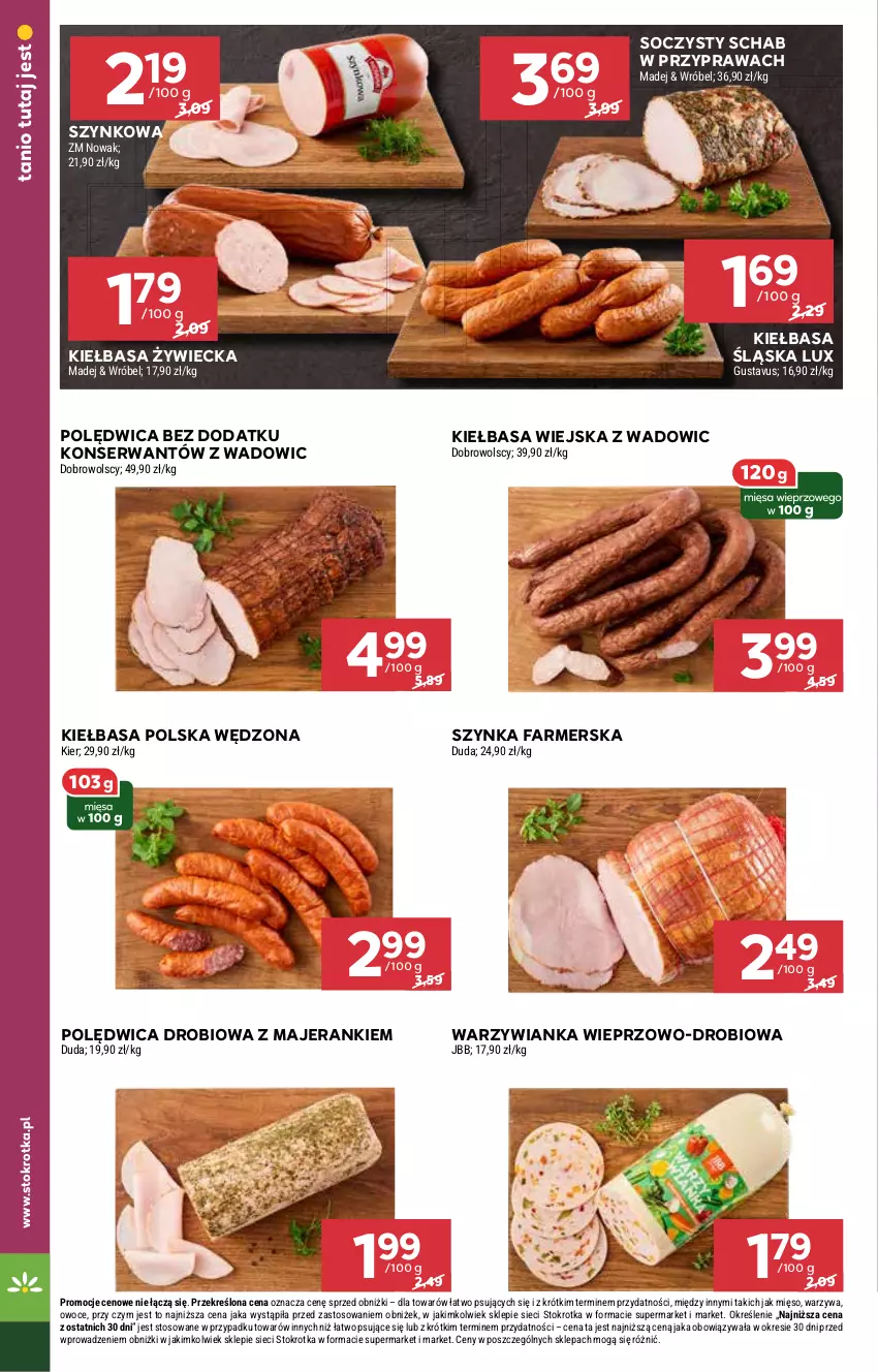 Gazetka promocyjna Stokrotka - Market Opole/Radom - ważna 13.02 do 19.02.2025 - strona 6 - produkty: Fa, Kiełbasa, Kiełbasa śląska, Kiełbasa wiejska, Madej Wróbel, Mięso, NOWAK, Owoce, Polędwica, Ser, Szynka, Szynka farmerska, Warzywa