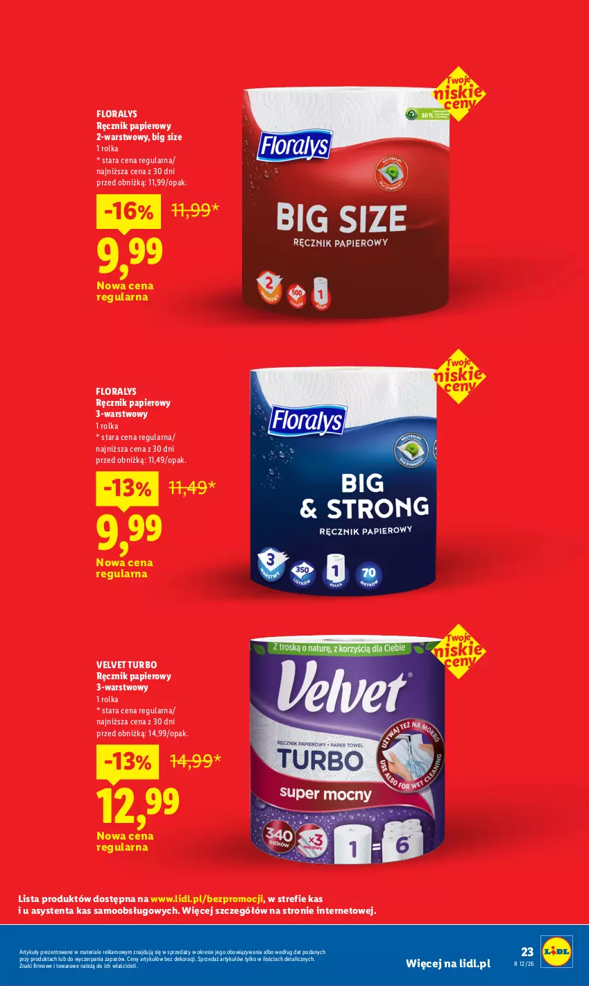 Gazetka promocyjna Lidl - Rewolucja cenowa! - ważna 23.05 do 01.07.2026 - strona 23 - produkty: Flora, Papier, Ręcznik, Velvet