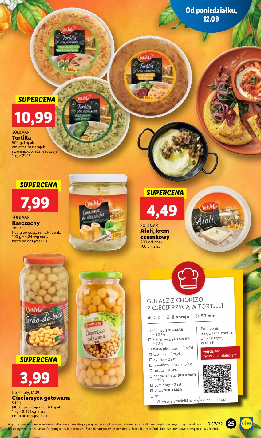 Gazetka promocyjna Lidl - GAZETKA - ważna 12.09 do 14.09.2022 - strona 27 - produkty: Czosnek, Karczochy, Kuchnia, Natka pietruszki, Pomidory, Por, Ser, Sól, Tortilla