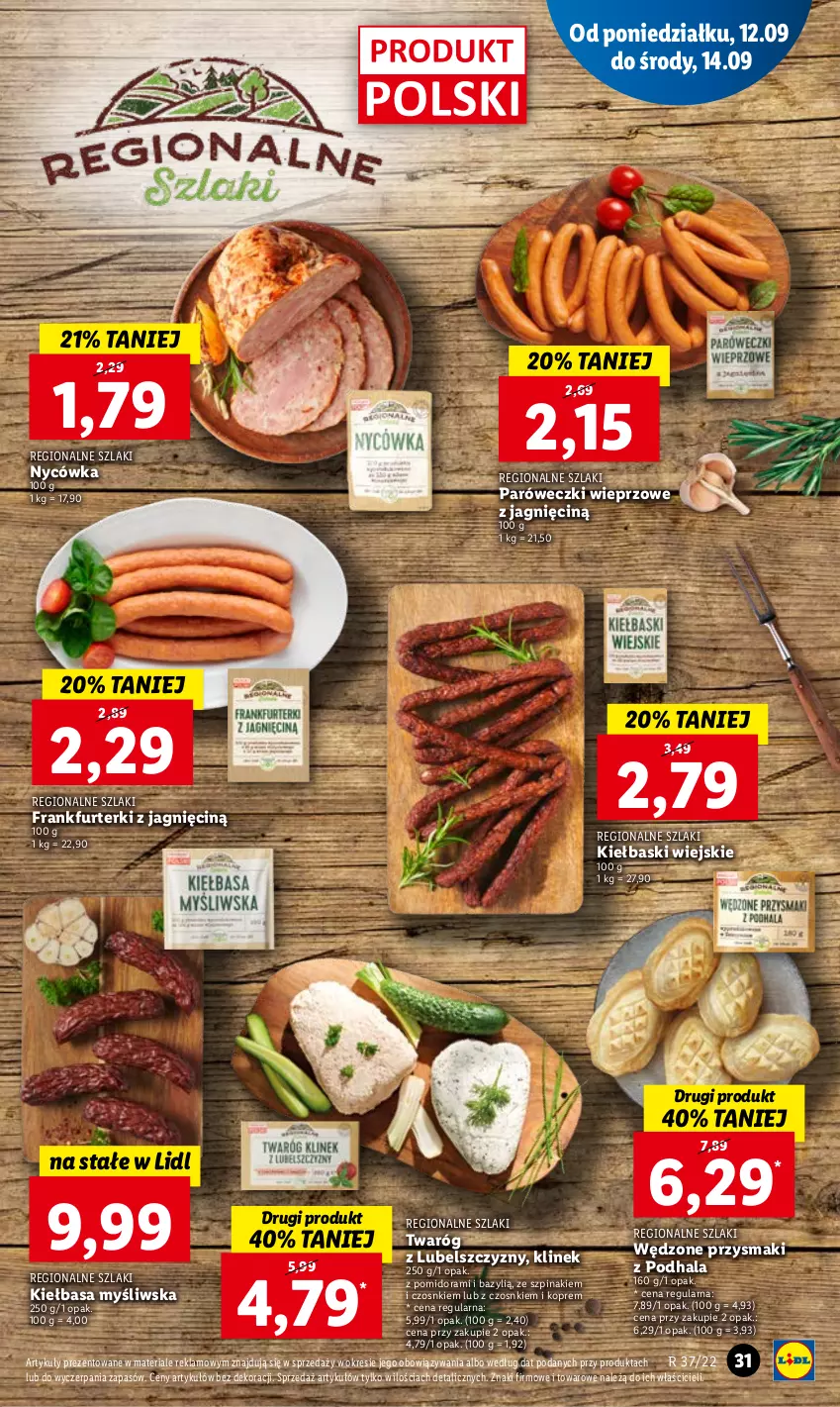 Gazetka promocyjna Lidl - GAZETKA - ważna 12.09 do 14.09.2022 - strona 33 - produkty: Bazyl, Frankfurterki, Kiełbasa, Przysmaki, Szpinak, Twaróg