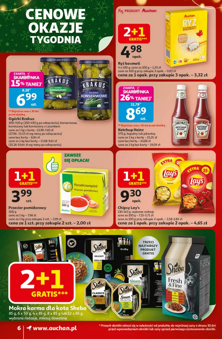 Gazetka promocyjna Auchan - Gazetka Święta jak babcię kocham Supermarket Auchan - ważna 20.11 do 26.11.2025 - strona 6 - produkty: Chipsy, Gra, Heinz, Ketchup, Korniszony, Krakus, Mokra karma, Ryż, Ryż basmati, Ser