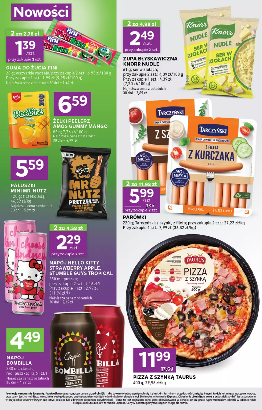 Gazetka promocyjna Stokrotka - Stokrotka Express - ważna 05.06 do 11.06.2025 - strona 4 - produkty: Guma do żucia, Knorr, Mango, Mięso, Owoce, Parówki, Pizza, Tarczyński, Warzywa, Zupa