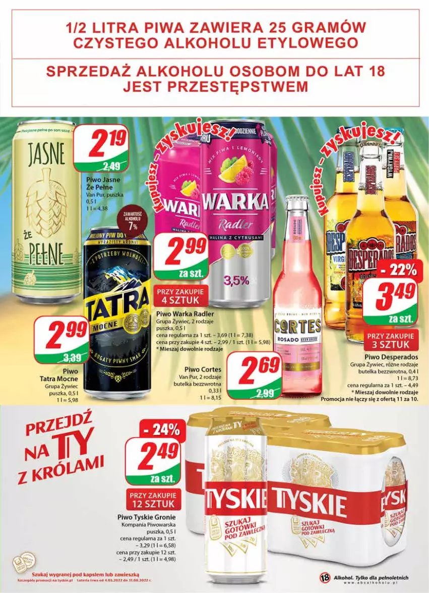 Gazetka promocyjna Dino - Gazetka - ważna 06.07 do 12.07.2022 - strona 17 - produkty: Desperados, Gra, Piwa, Piwo, Pur, Tatra, Tyskie