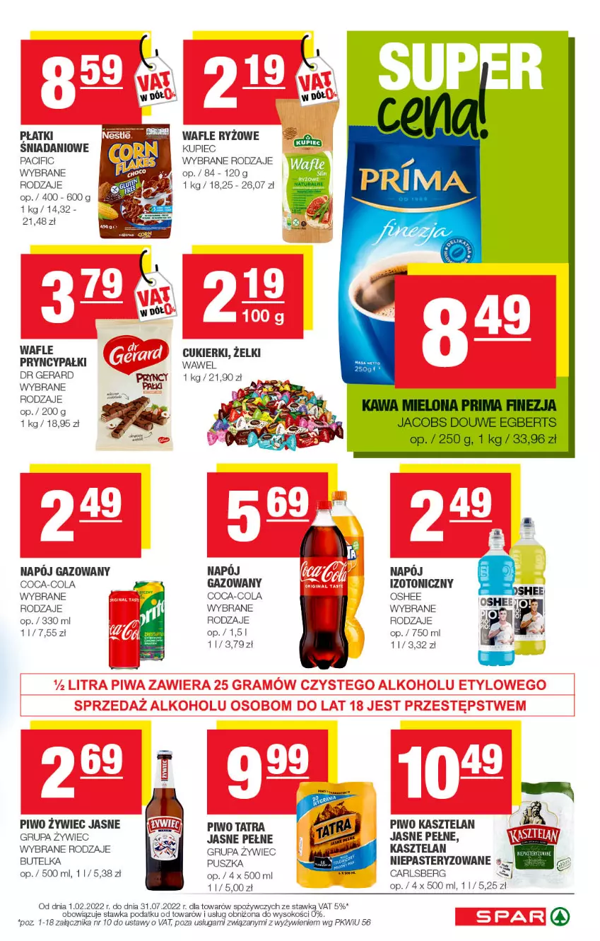 Gazetka promocyjna Spar - Spar - ważna 14.03 do 24.03.2022 - strona 7 - produkty: Carlsberg, Cif, Coca-Cola, Cukier, Cukierki, Danio, Dr Gerard, Kasztelan, Kupiec, Napój, Napój gazowany, Oshee, Piec, Piwo, Sok, Tatra, Wafle, Wawel