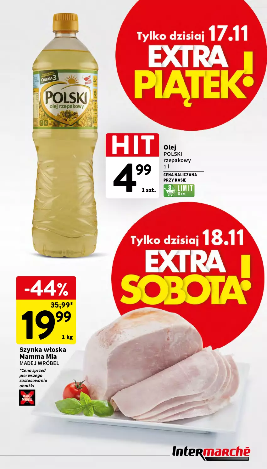 Gazetka promocyjna Intermarche - Gazetka Intermarche - ważna 16.11 do 22.11.2023 - strona 18 - produkty: Madej Wróbel, Olej, Szynka