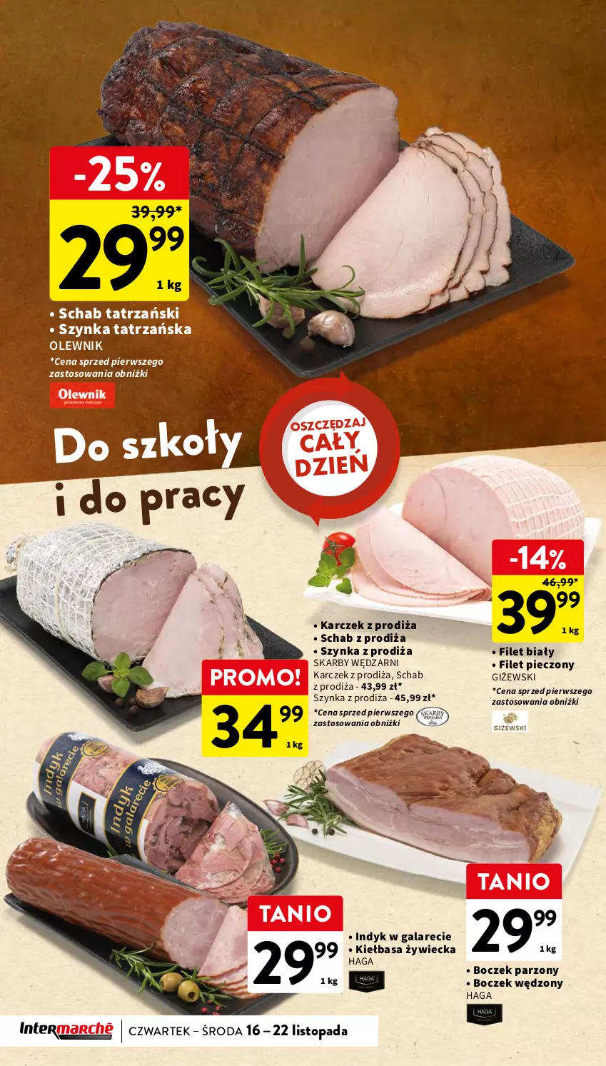 Gazetka promocyjna Intermarche - Gazetka Intermarche - ważna 16.11 do 22.11.2023 - strona 26 - produkty: Boczek, Gala, Kiełbasa, Olewnik, Piec, Szynka, Top