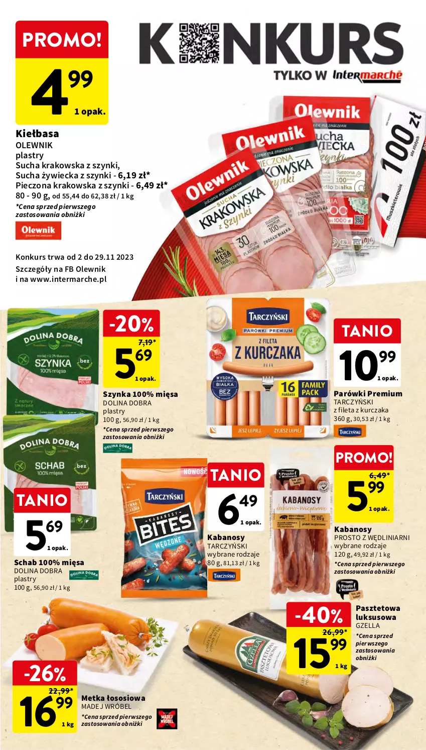 Gazetka promocyjna Intermarche - Gazetka Intermarche - ważna 16.11 do 22.11.2023 - strona 27 - produkty: Kabanos, Kiełbasa, Kurczak, Madej Wróbel, Olewnik, Parówki, Pasztet, Piec, Sos, Szynka, Tarczyński