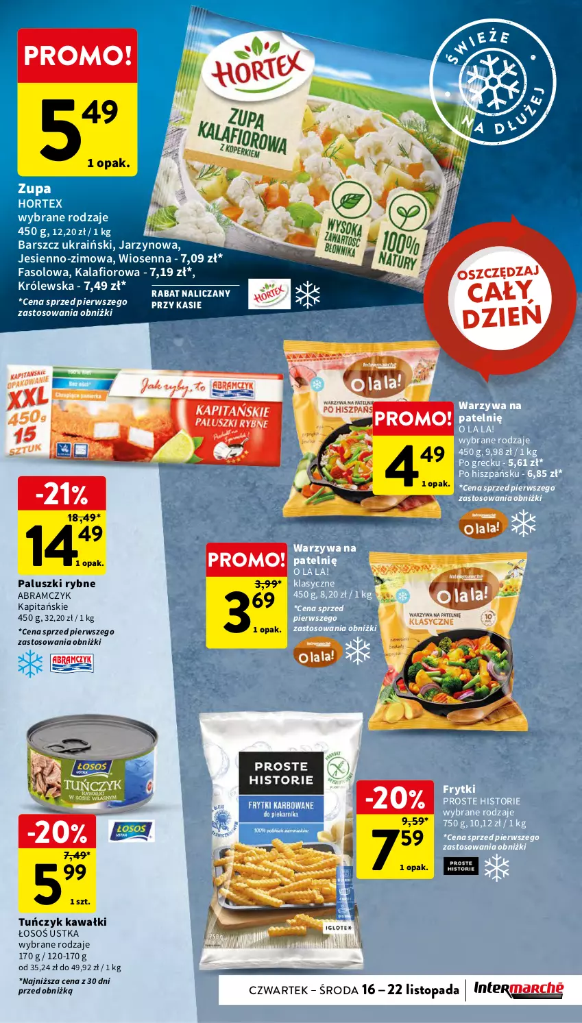 Gazetka promocyjna Intermarche - Gazetka Intermarche - ważna 16.11 do 22.11.2023 - strona 31 - produkty: Fa, Frytki, Hortex, Kalafior, Kawa, Paluszki rybne, Top, Tuńczyk, Warzywa, Zupa