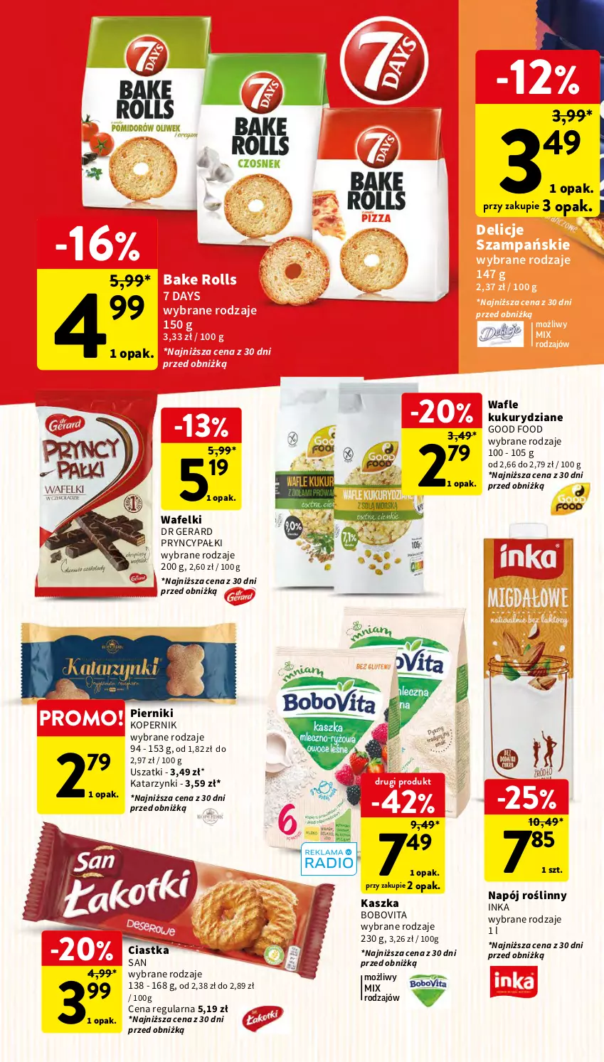 Gazetka promocyjna Intermarche - Gazetka Intermarche - ważna 16.11 do 22.11.2023 - strona 34 - produkty: 7 Days, Bake Rolls, BoboVita, Ciastka, Delicje, Dr Gerard, Inka, Napój, Napój roślinny, Piernik, Wafle