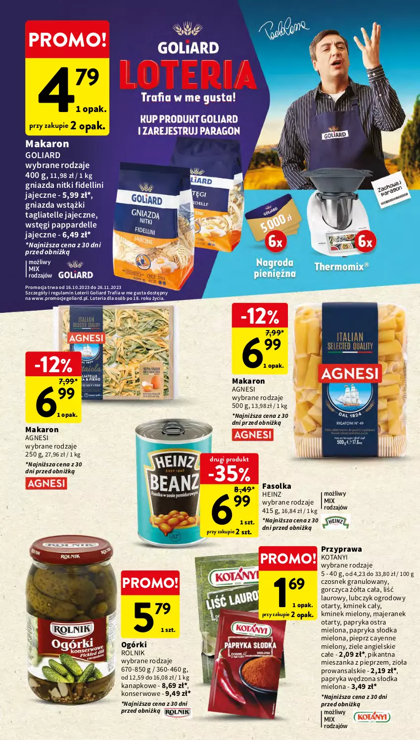 Gazetka promocyjna Intermarche - Gazetka Intermarche - ważna 16.11 do 22.11.2023 - strona 36 - produkty: Czosnek, Czosnek granulowany, Dell, Fa, Goliard, Gra, Heinz, Kminek, Kminek cały, Laur, Makaron, Papryka, Papryka słodka, Papryka wędzona, Pieprz, Rolnik, Ser, Tagliatelle, Ziele angielskie