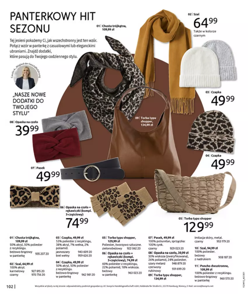 Gazetka promocyjna Bonprix - SIELANKOWY ROMANTYZM - ważna 18.11 do 29.12.2025 - strona 104 - produkty: Czapka, Fa, Nike, Opaska, Płyta, Por, Rubin, Szal, Torba, Tran, Ubrania