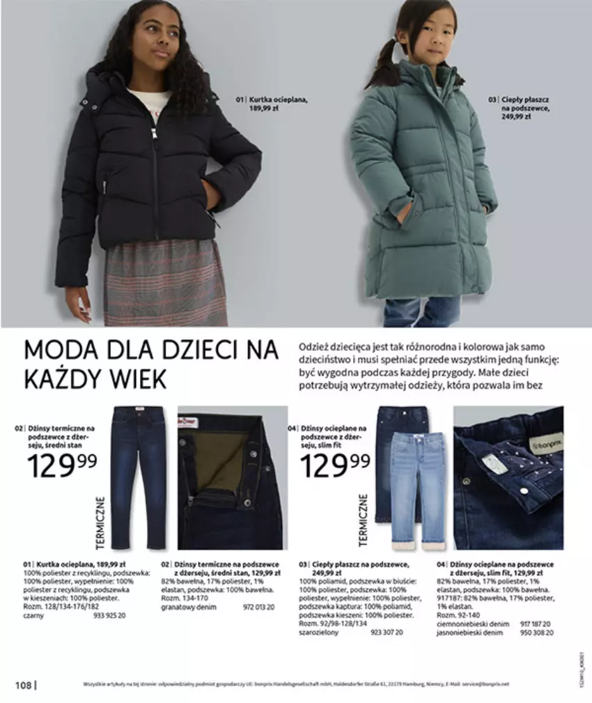 Gazetka promocyjna Bonprix - SIELANKOWY ROMANTYZM - ważna 18.11 do 29.12.2025 - strona 110 - produkty: Anew, Brie, Dzieci, Fa, Gra, Kurtka, Kurtka ocieplana, LANA, Moda, Mus, Płaszcz, Por, Poszewka, Wełna