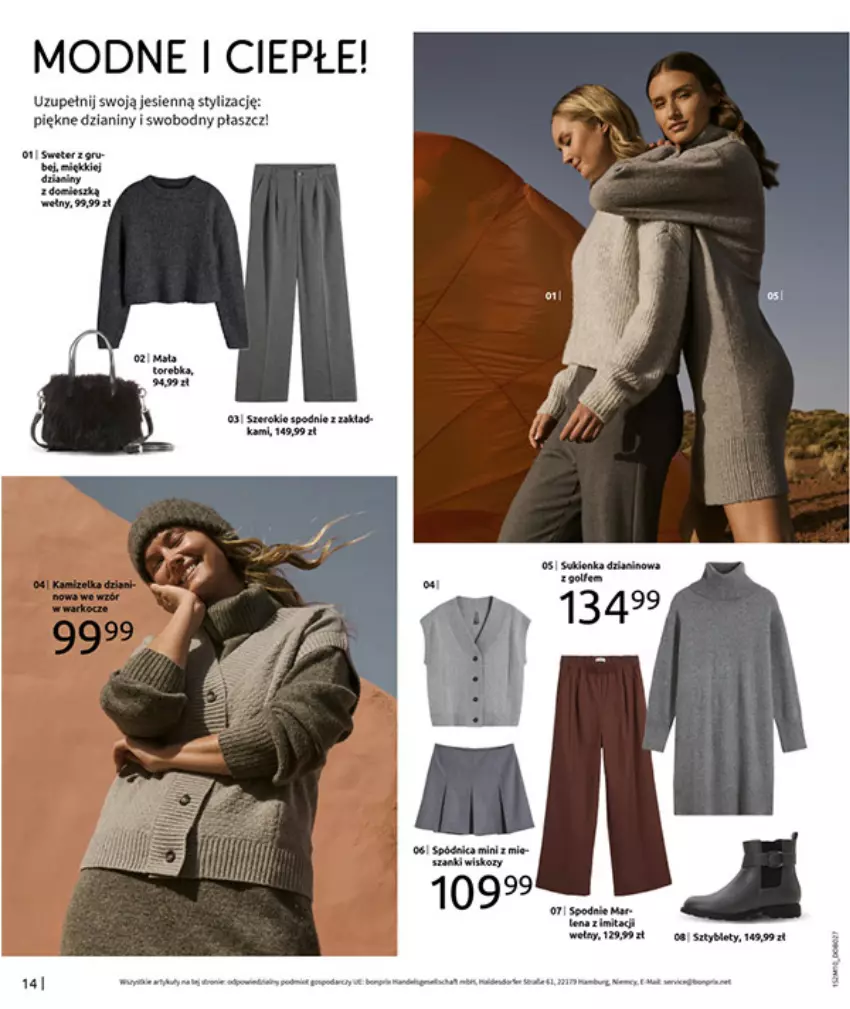 Gazetka promocyjna Bonprix - SIELANKOWY ROMANTYZM - ważna 18.11 do 29.12.2025 - strona 16 - produkty: AEG, Płaszcz, Płyta, Spodnie