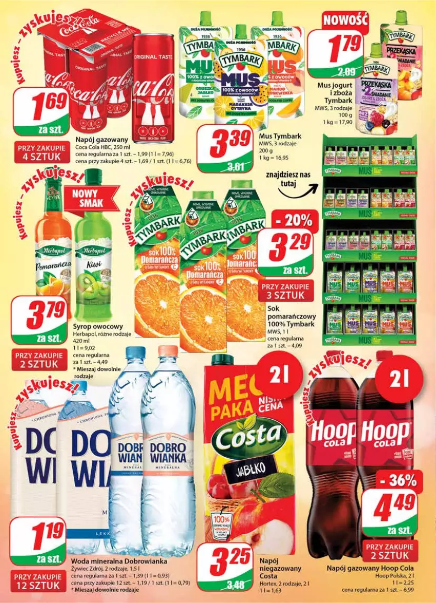 Gazetka promocyjna Dino - Gazetka - ważna 09.02 do 15.02.2022 - strona 2 - produkty: Dobrowianka, Fa, Herbapol, Hoop, Hortex, Jogurt, Mus, Napój, Napój gazowany, Sok, Syrop, Tymbark, Woda, Woda mineralna